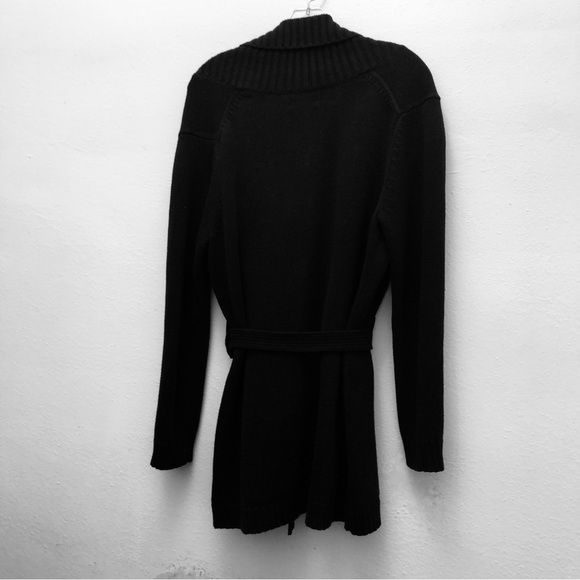 Van Heusen W Size M Long Sleeve Black Shawl Collar Open Front Cardigan Sweater - Picture 2 of 8